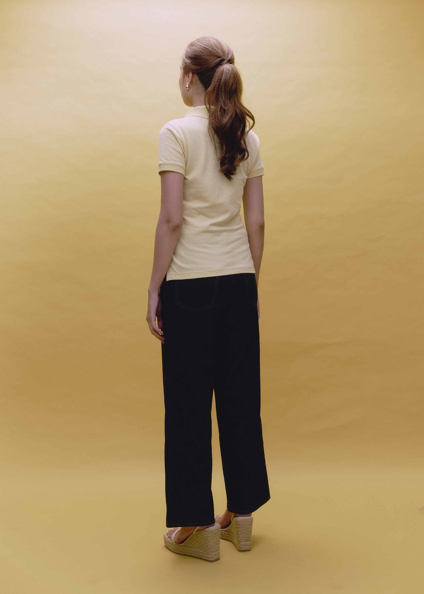 SUNLIGHT YELLOW WOMEN TAPERED FIT POLO SHIRT