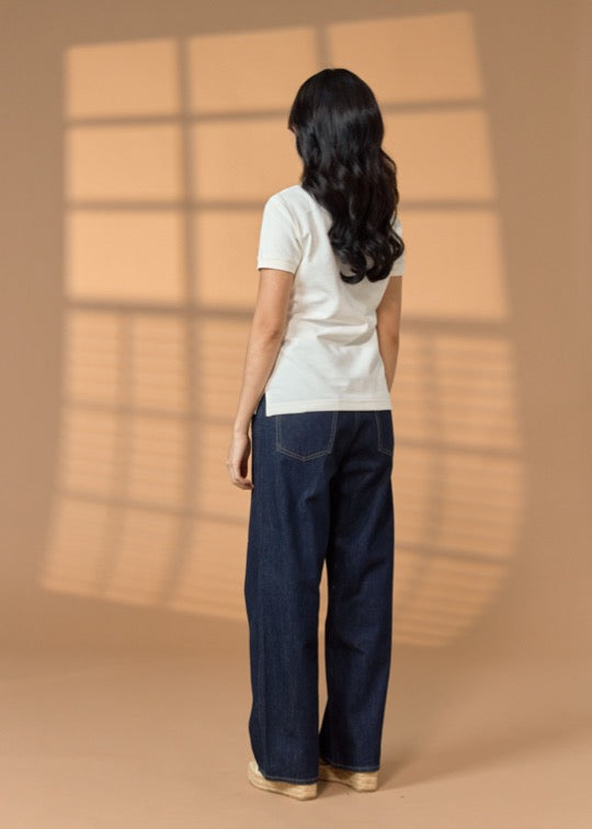 เสื้อโปโลแขนสั้นสีอันบลีซคอตต้อมทรงเข้ารูปพร้อมโลโก้ยาง