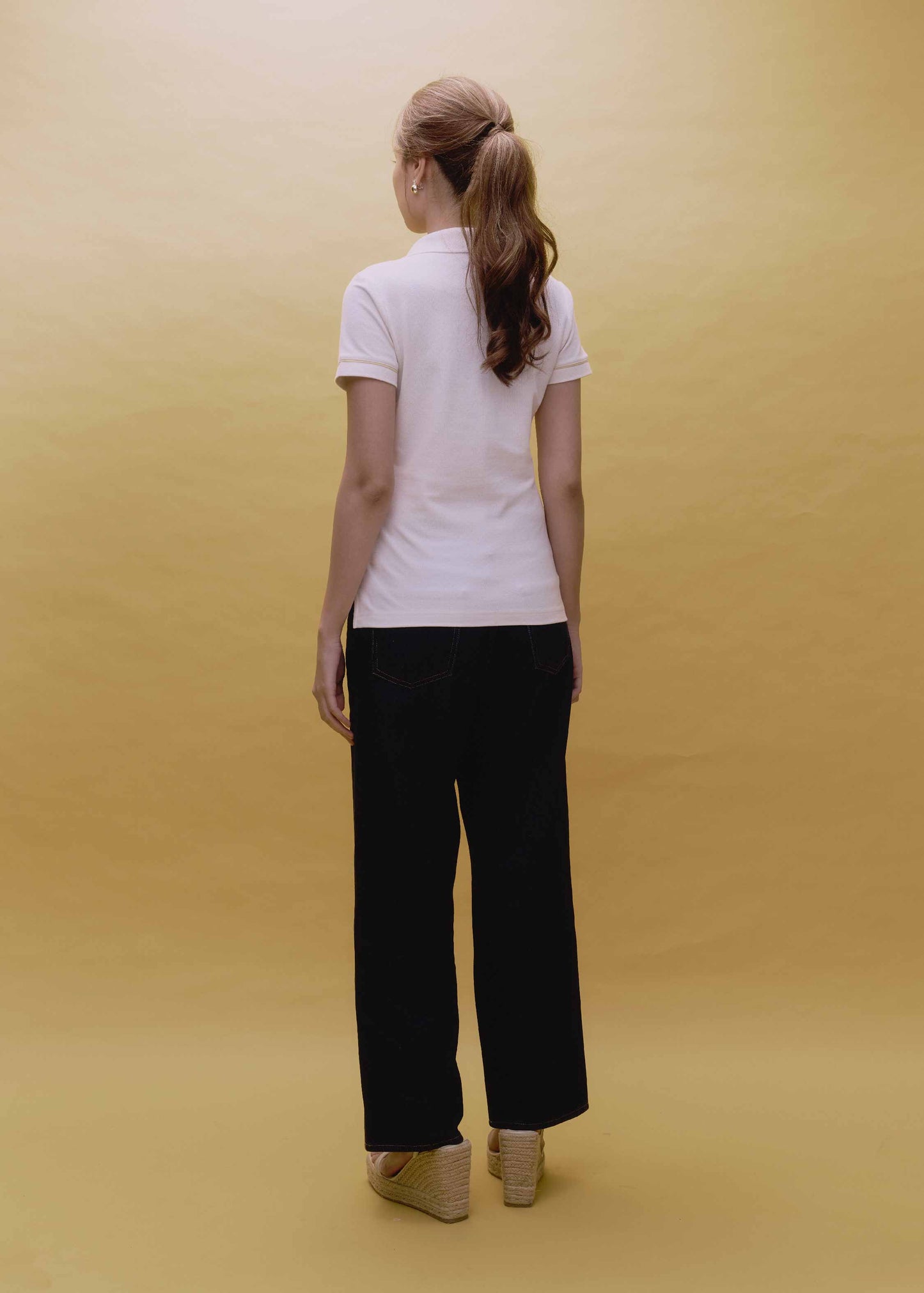BEIGE WOMEN TAPERED FIT POLO SHIRT