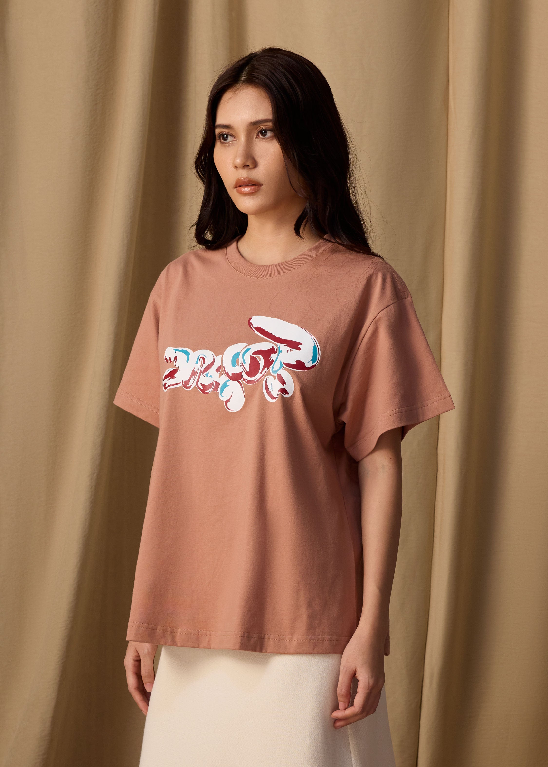MOCHA MOUSSE BROWN OVERSIZED FIT CREW NECK SHORT SLEEVE T-SHIRT