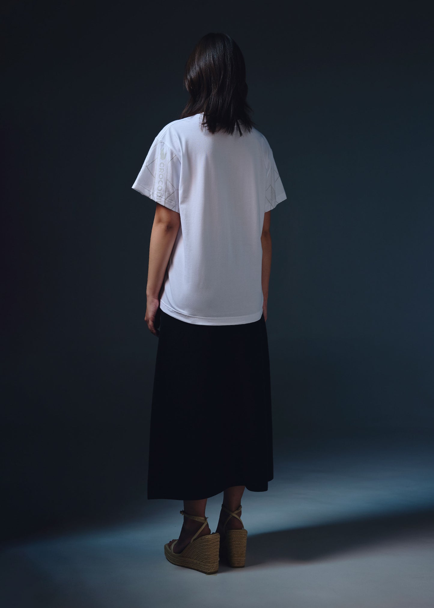 WHITE OVERSIZED FIT CREW NECK SHORT SLEEVE T-SHIRT WITH GRAPHIC PRINT