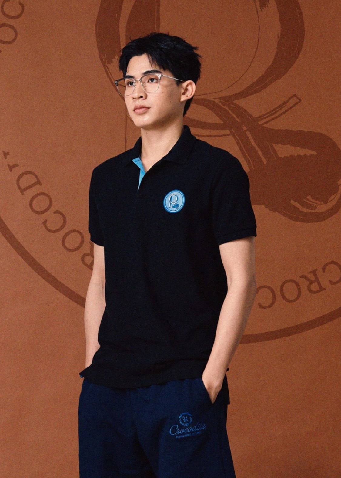 BLACK CUSTOM FIT POLO SHIRT WITH EMBROIDERY - Main Image