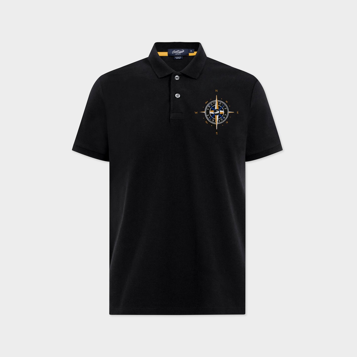 BLACK CUSTOM FIT POLO SHIRT WITH EMBROIDERY