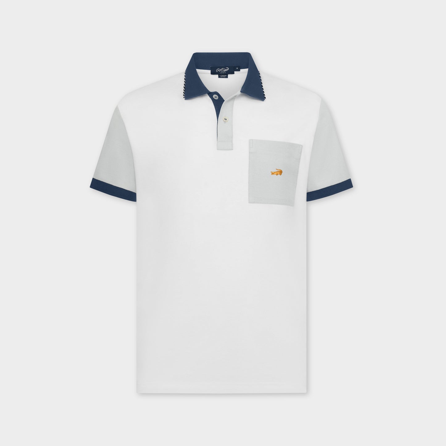 WHITE CUSTOM FIT POLO SHIRT WITH CHEST POCKET