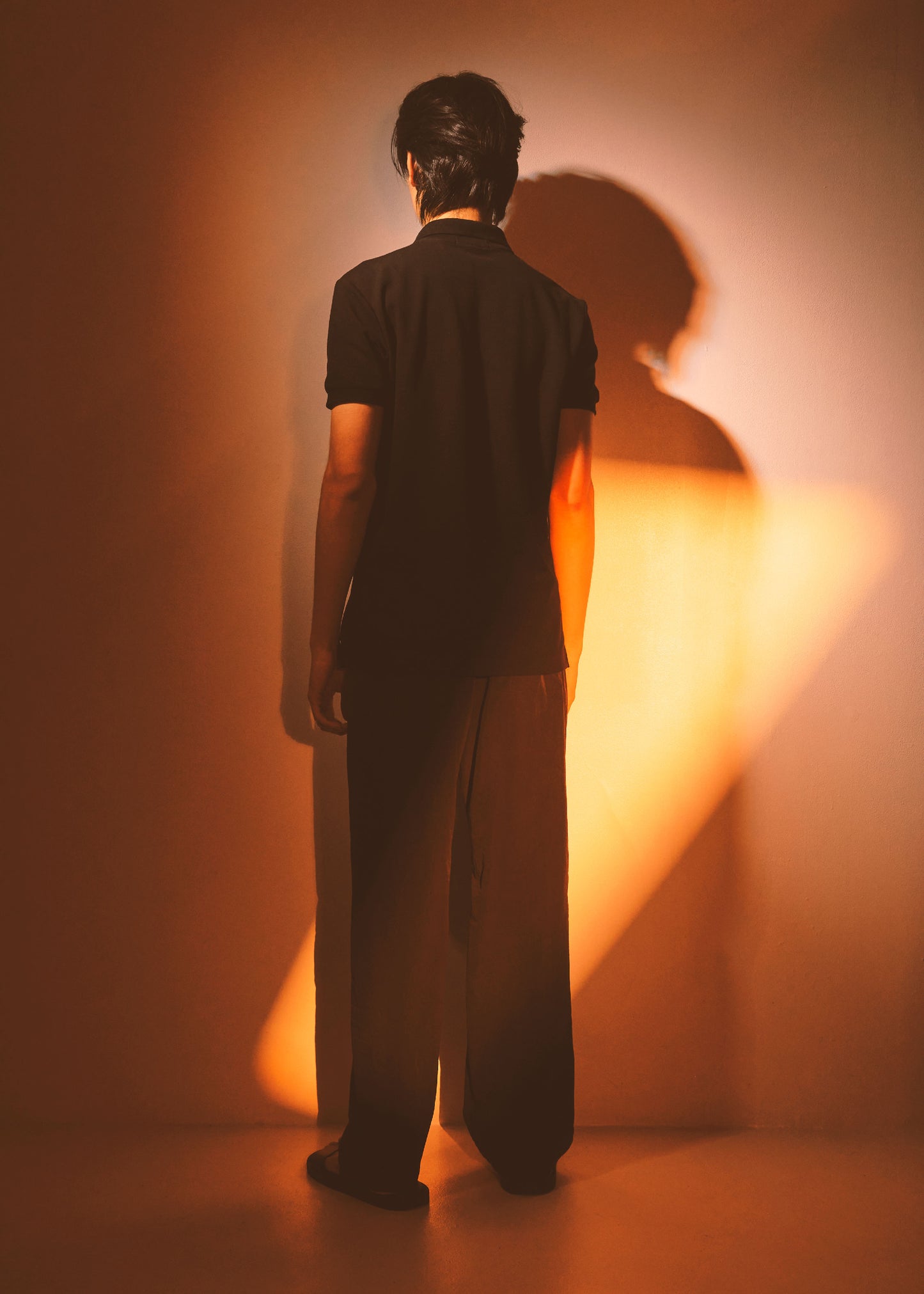 BLACK CUSTOM FIT POLO SHIRT WITH EMBROIDERY AND GRAPHIC PRINT