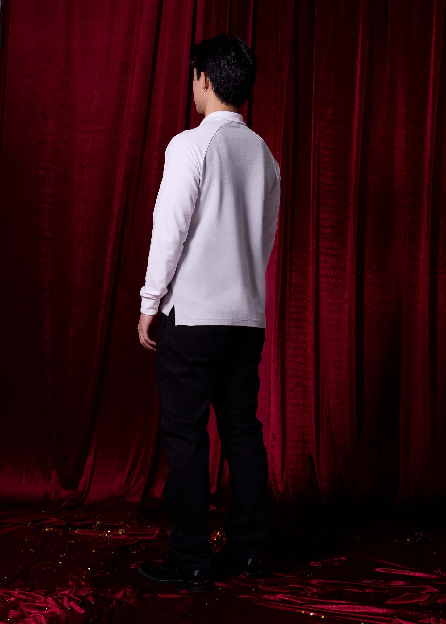 COLOUR BLOCK CUSTOM FIT LONG SLEEVE POLO SHIRT