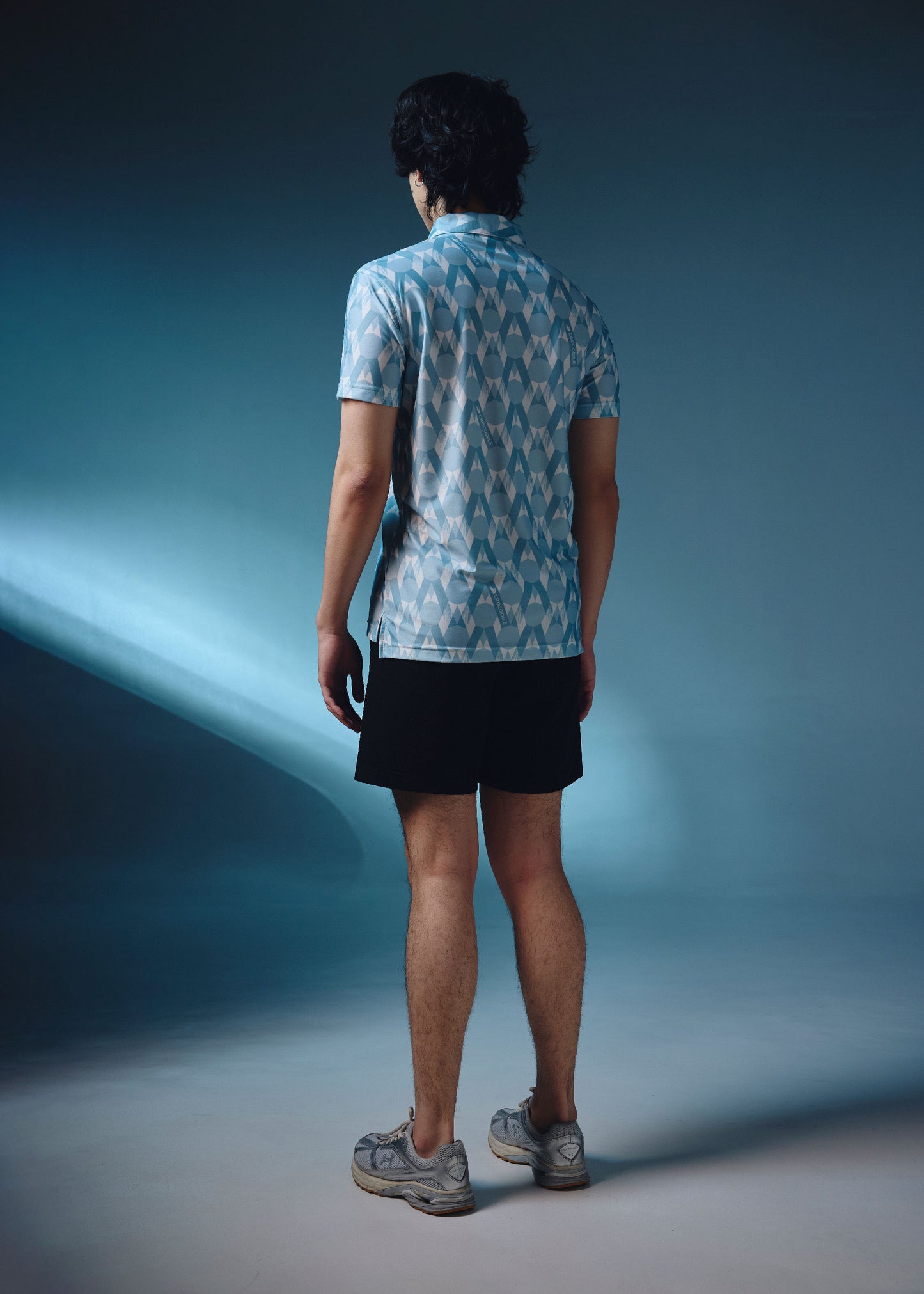 STARLIGHT BLUE CUSTOM FIT POLO SHIRT WITH ALL-OVER PRINT