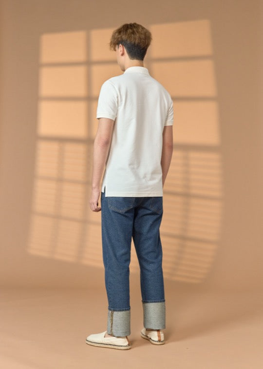 UNBLEACHED COTTON SLIM FIT POLO SHIRT