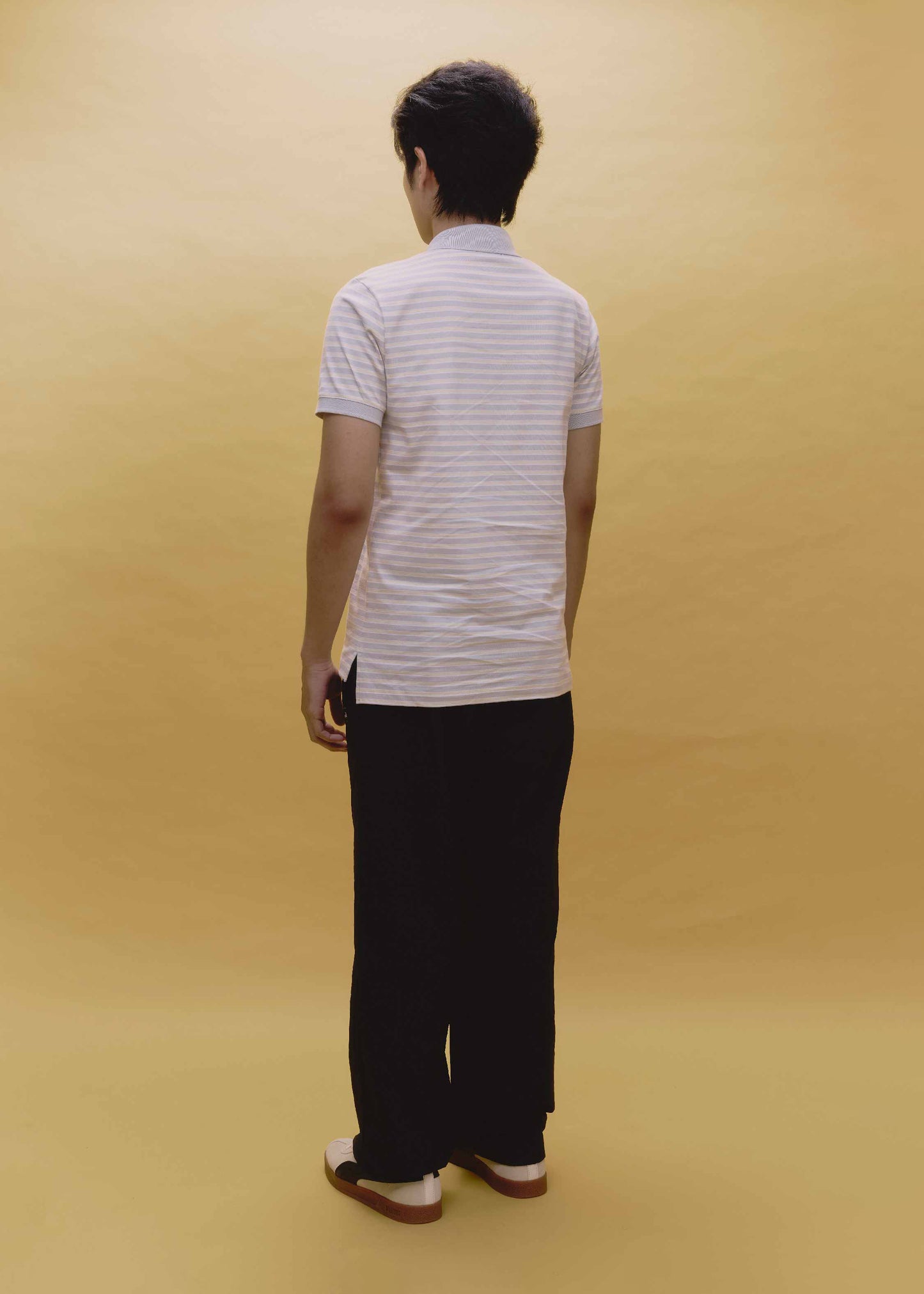 GRAY STRIPE SLIM FIT POLO SHIRT