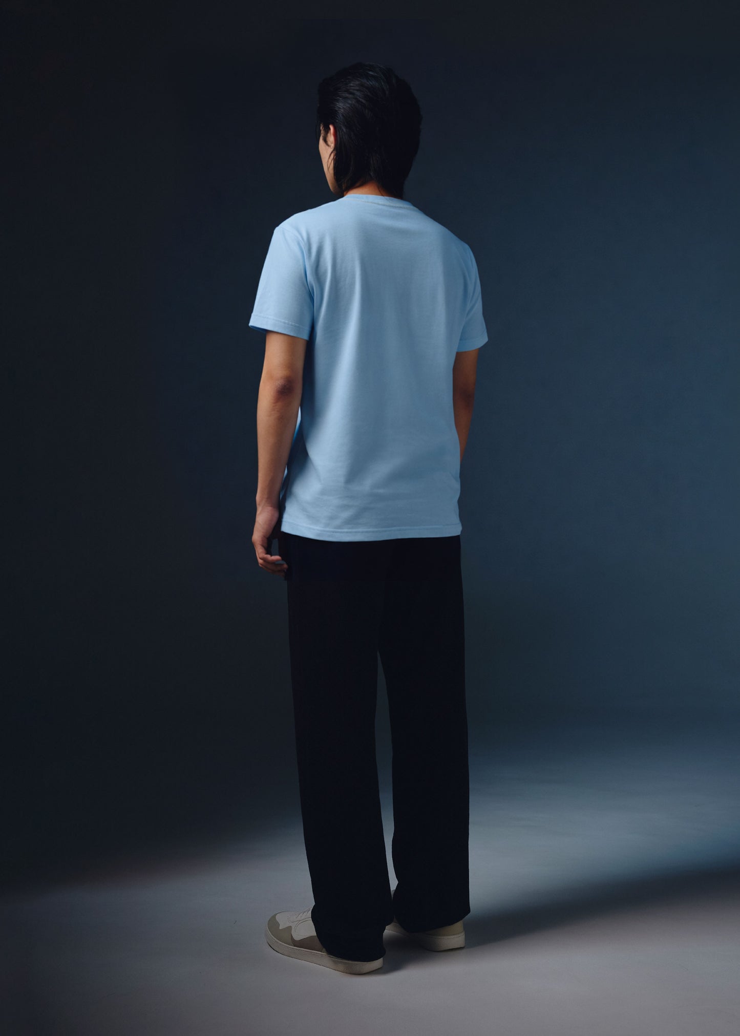 STARLIGHT BLUE CUSTOM FIT CREW NECK SHORT SLEEVE T-SHIRT WITH GRAPHIC PRINT