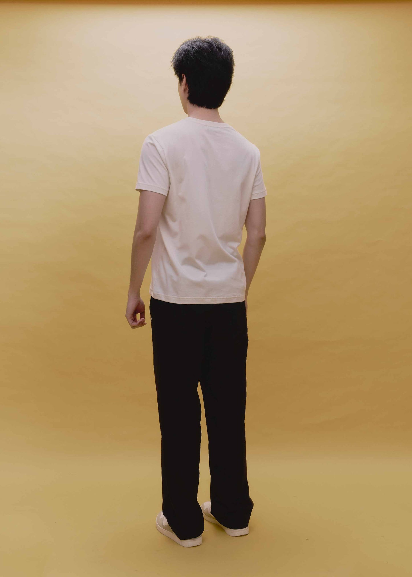 BEIGE CUSTOM FIT CREW NECK SHORT SLEEVE T-SHIRT WITH GRAPHIC PRINT