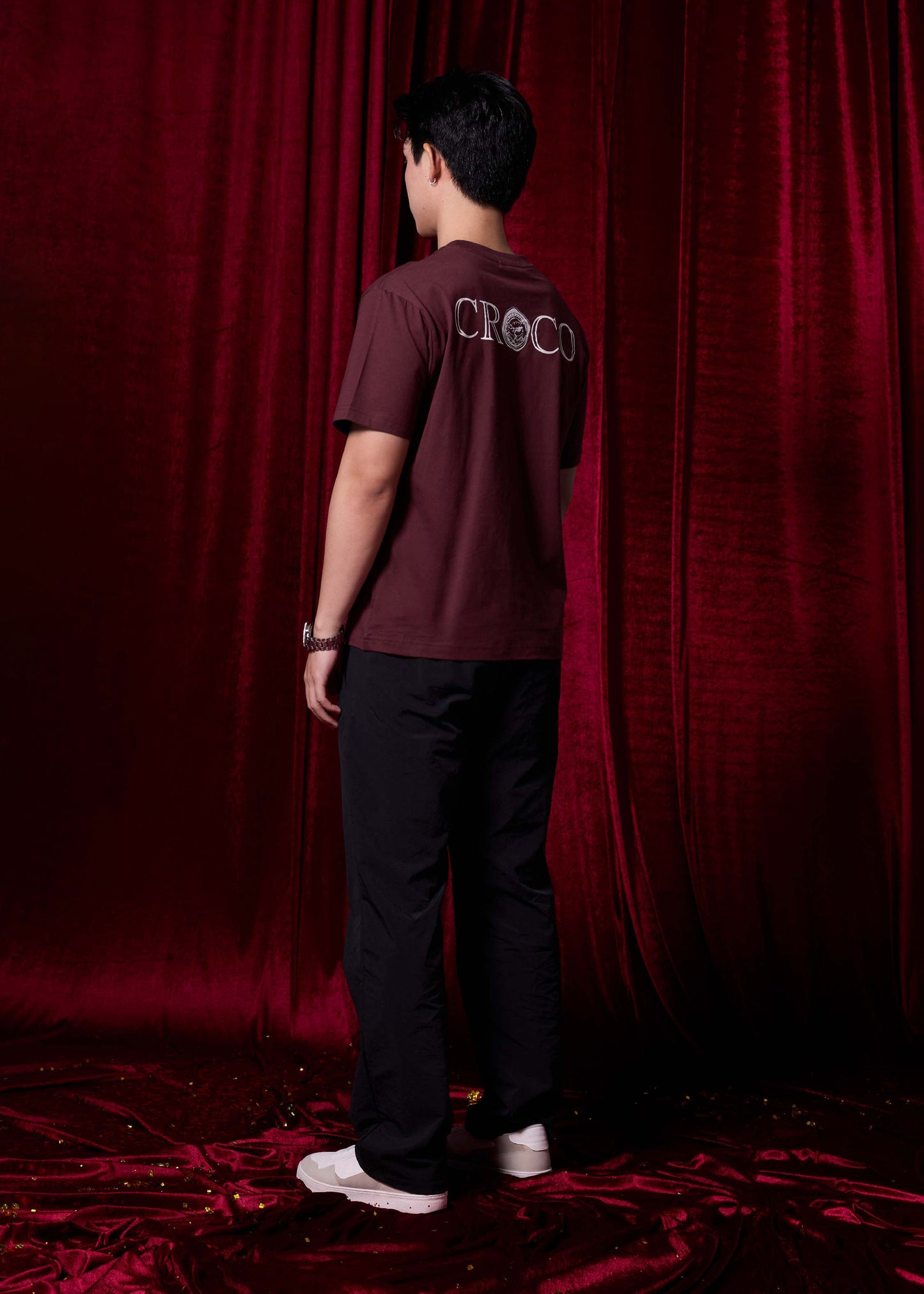 WINSOR WIND PURPLE OVERSIZED CREW NECK SHORT SLEEVE T-SHIRT WITH GRAPHIC PRINT