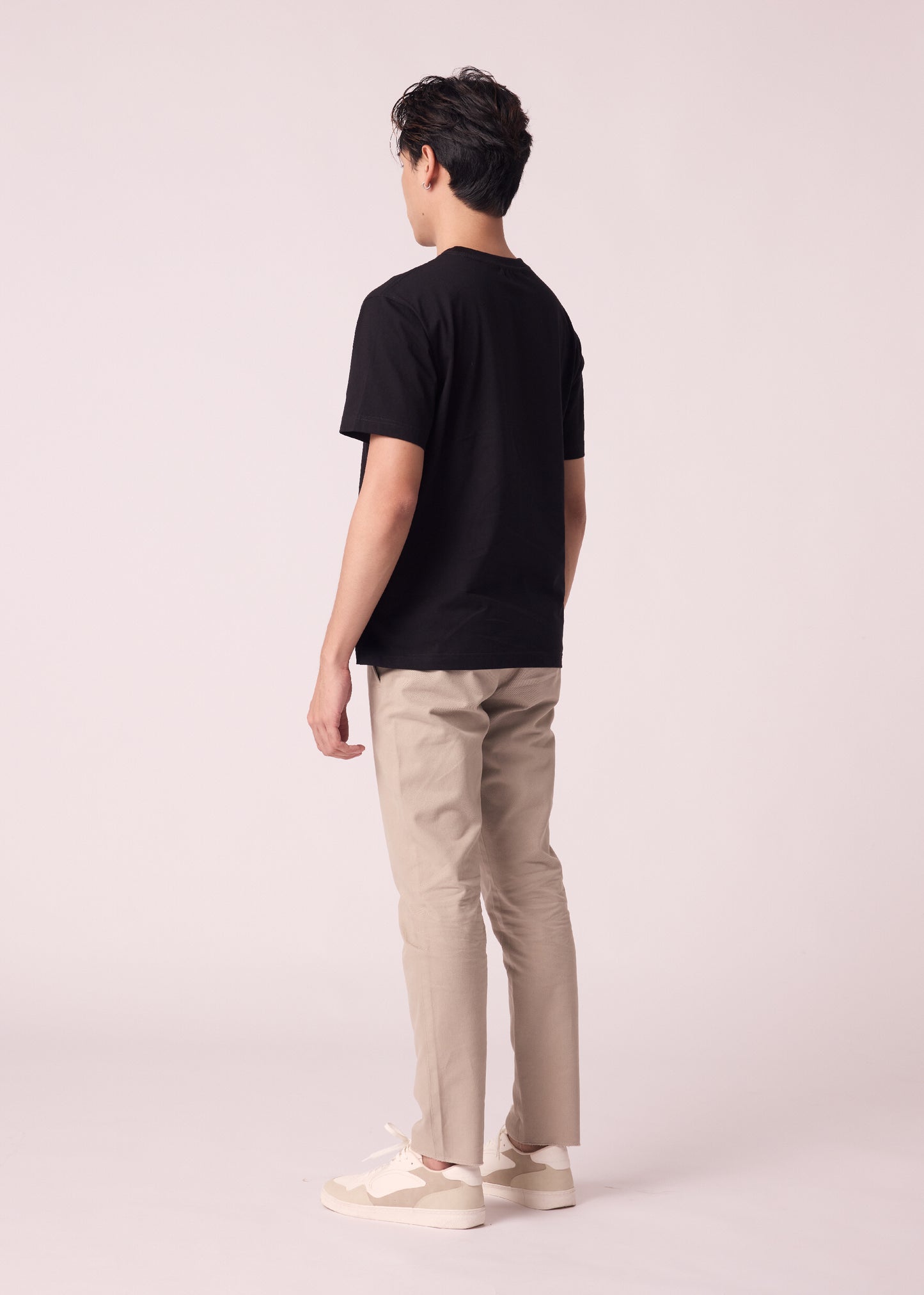 BLACK OVERSIZED CREW NECK SHORT SLEEVE T-SHIRT WITH EMBROIDERY