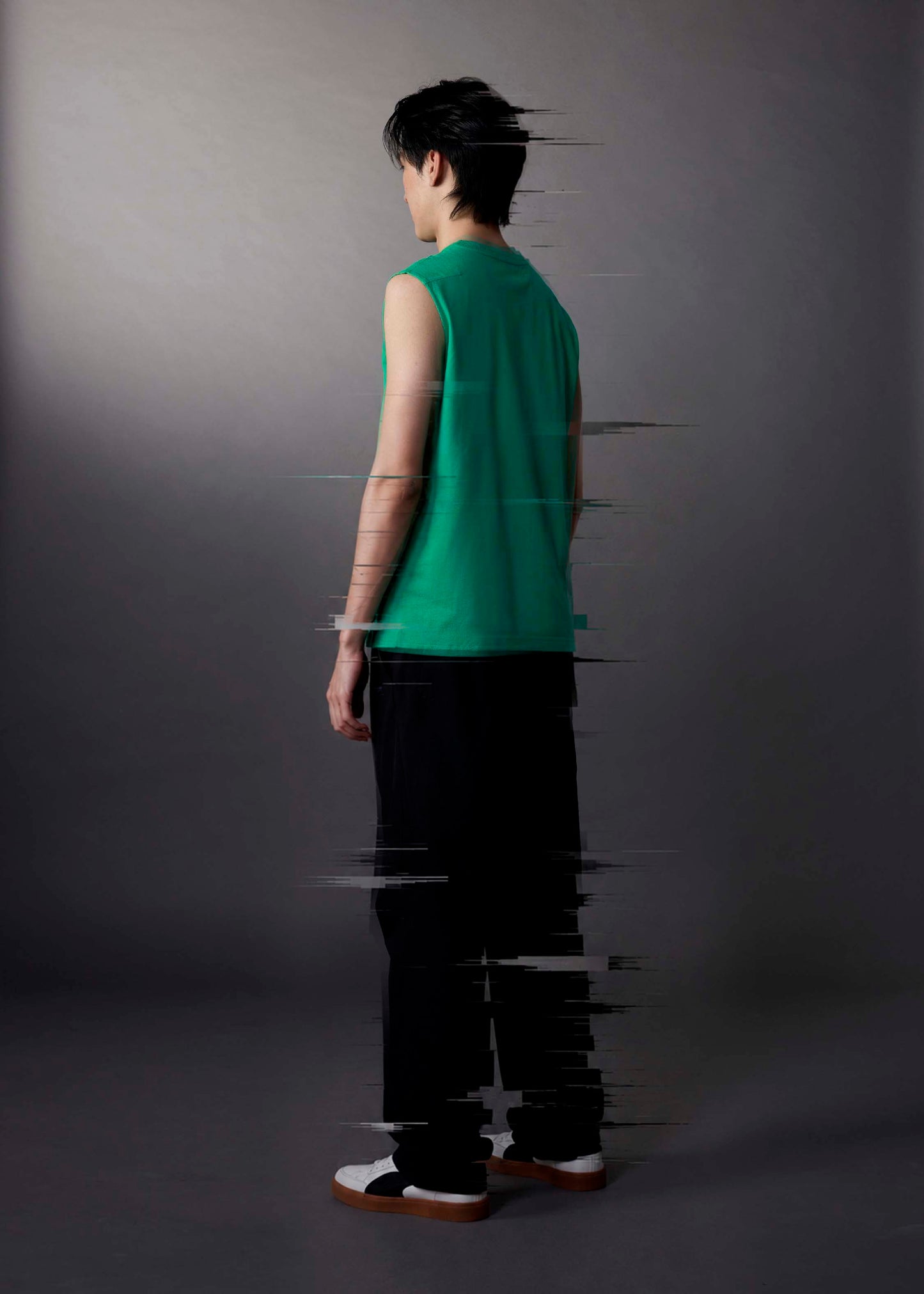 เสื้อยืดคอกลมแขนกุดสีอะควอติกออว์ทรงคัสตอมฟิต