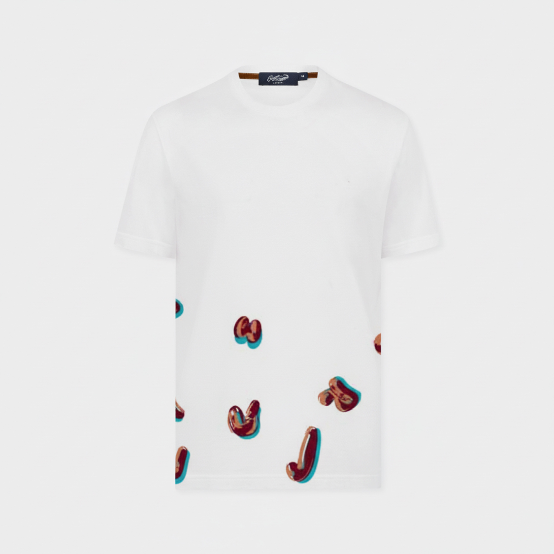 WHITE CUSTOM FIT CREW NECK SHORT SLEEVE T-SHIRT WITH GRAPHIC PRINT