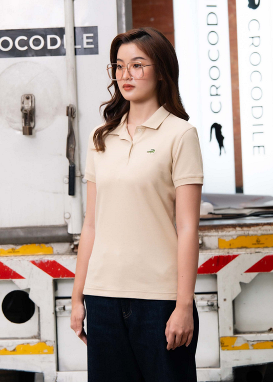 PALE KHAKI WOMEN TAPERED FIT POLO