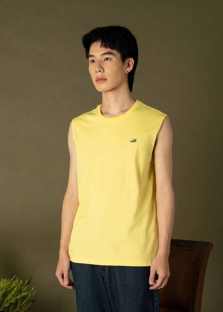 เสื้อยืดคอกลมแขนกุดสีเหลือง Lemon Drop