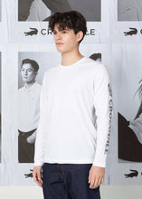 Load image into Gallery viewer, WHITE CUSTOM FIT CREW NECK LONG SLEEVE T-SHIRT WITH GRAPHIC PRINT
