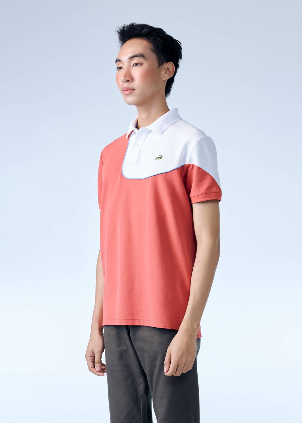 ASTRO DUST RED CUSTOM FIT COLOUR BLOCK POLO SHIRT