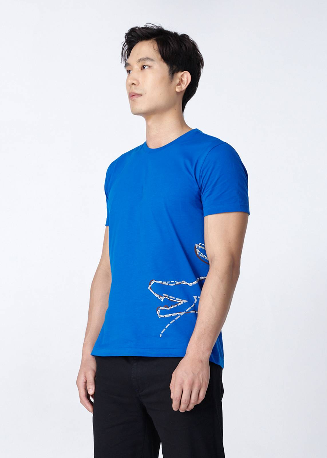 PERFORMANCE BLUE CUSTOM FIT CREW NECK T-SHIRT WITH GRAPHIC PRINT