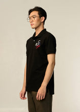 Load image into Gallery viewer, BLACK CUSTOM FIT POLO SHIRT WITH EMBROIDERED LOGO
