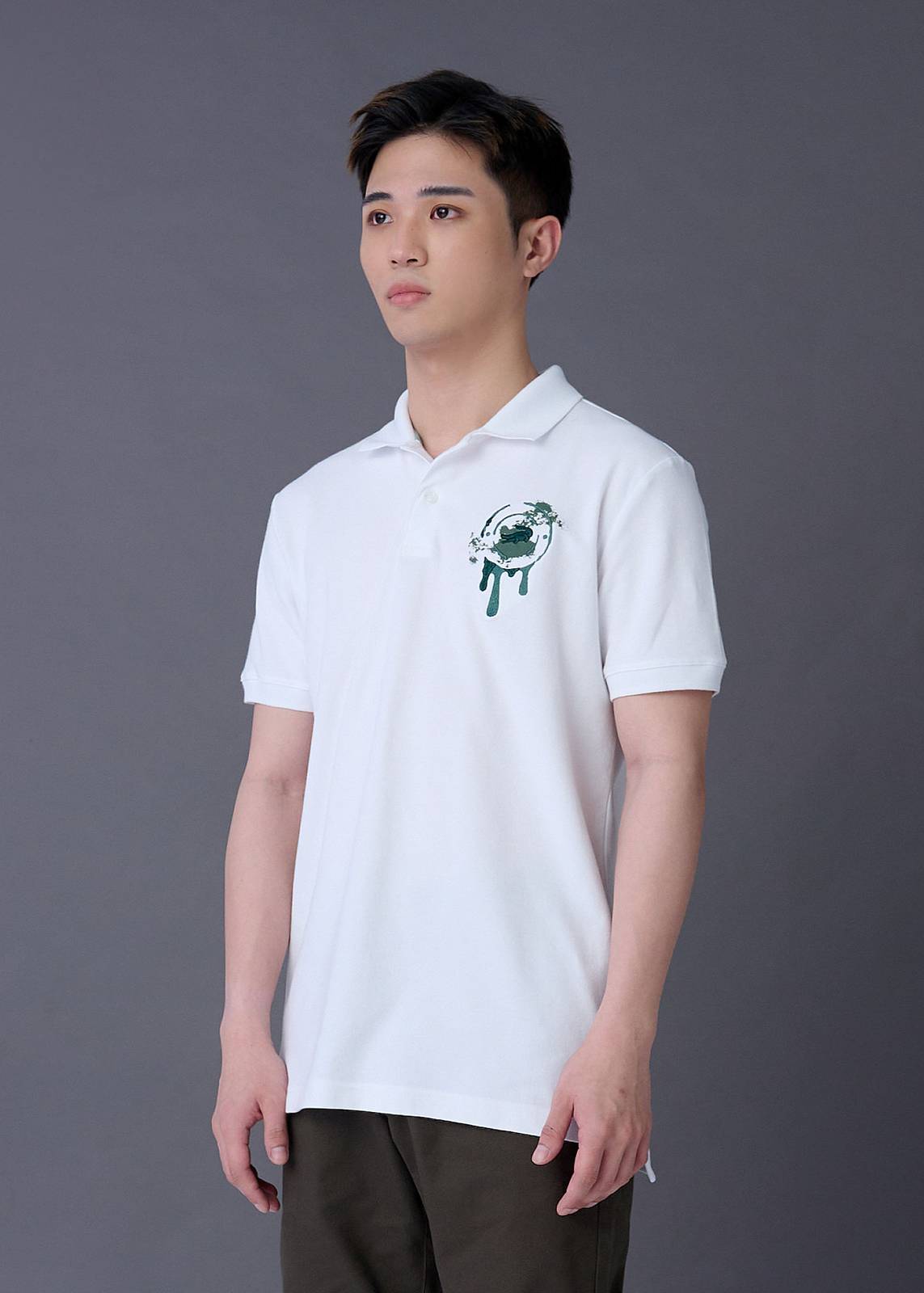 WHITE CUSTOM FIT POLO SHIRT WITH EMBROIDERED LOGO