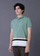 Load image into Gallery viewer, SAGE LEAF GREEN SLIM FIT STRIPE POLO SHIRT
