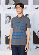 Load image into Gallery viewer, BASALT GRAY SLIM FIT STRIPE POLO SHIRT
