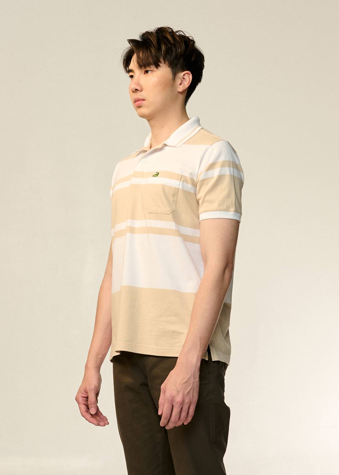 ENHANCED NEUTRALS REGULAR FIT STRIPE POLO SHIRT