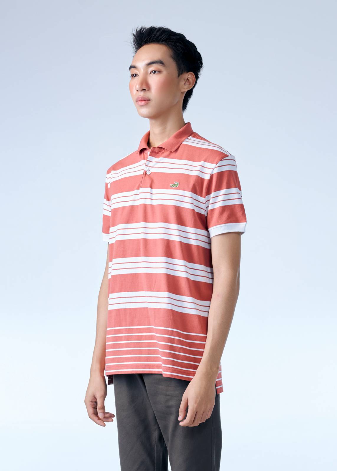 ASTRO DUST RED SLIM FIT STRIPE POLO SHIRT