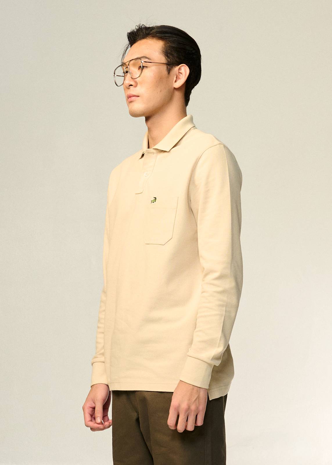 ENHANCED NEUTRALS CUSTOM FIT LONG SLEEVE POLO SHIRT