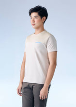 Load image into Gallery viewer, BEIGE CREW NECK COLOUR BLOCK T-SHIRT WITH POCKET
