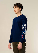 Load image into Gallery viewer, NAVY CUSTOM FIT CREW NECK LONG SLEEVE T-SHIRT WITH GRAPHIC PRINT
