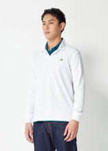 Load image into Gallery viewer, WHITE  CUSTOM FIT LONG SLEEVE POLO SHIRT WITH EMBROIDERED COLLAR
