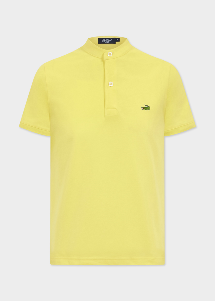 LEMON DROP YELLOW CUSTOM FIT MANDARIN COLLAR POLO SHIRT