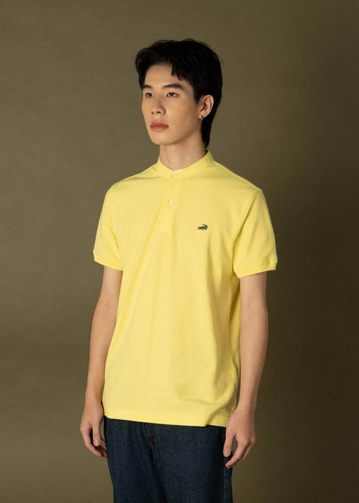 LEMON DROP YELLOW CUSTOM FIT MANDARIN COLLAR POLO SHIRT