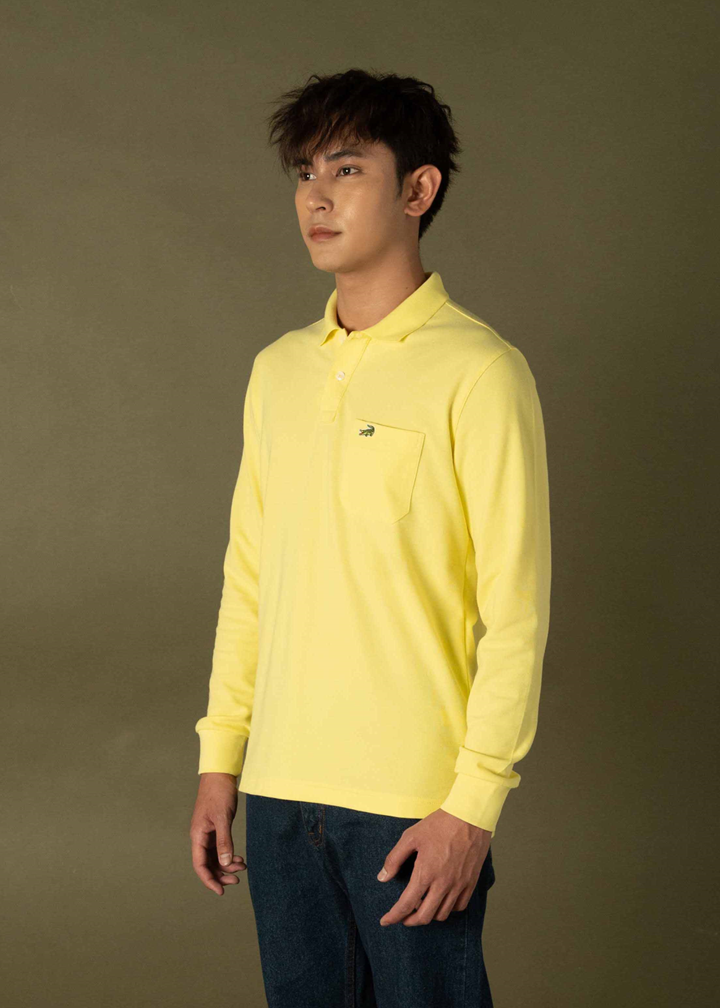 LEMON DROP YELLOW CUSTOM FIT LONG SLEEVE POLO SHIRT