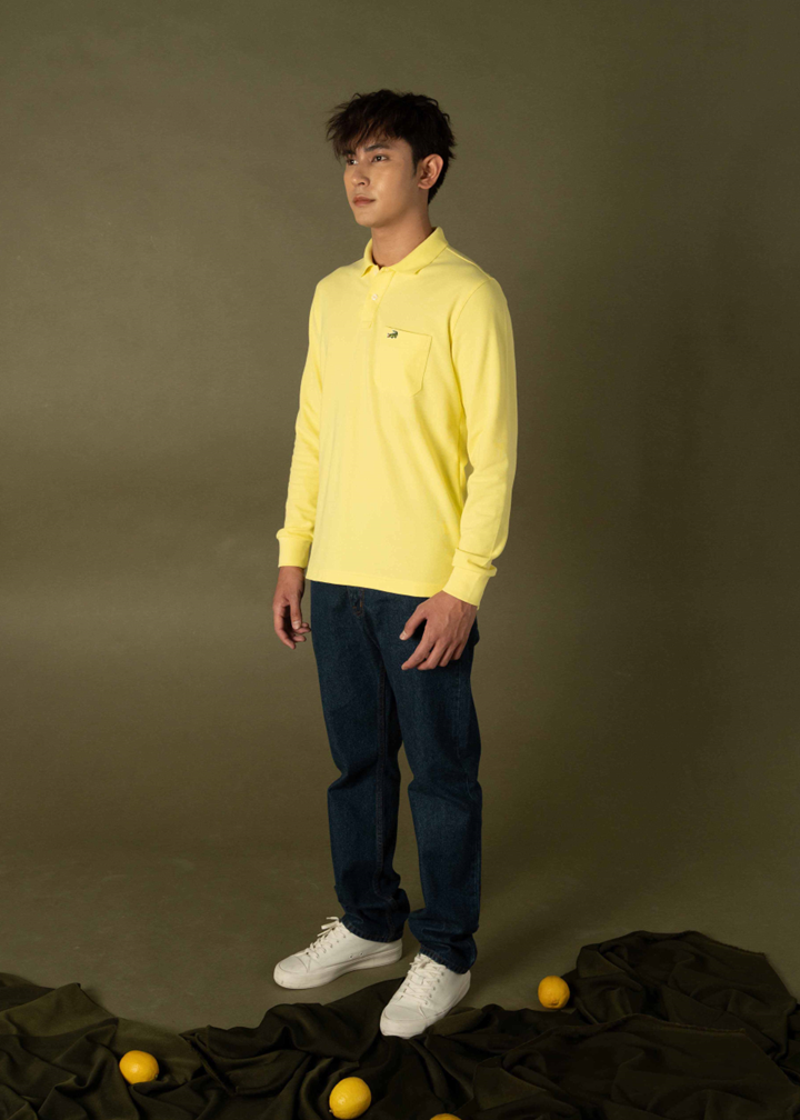 LEMON DROP YELLOW CUSTOM FIT LONG SLEEVE POLO SHIRT