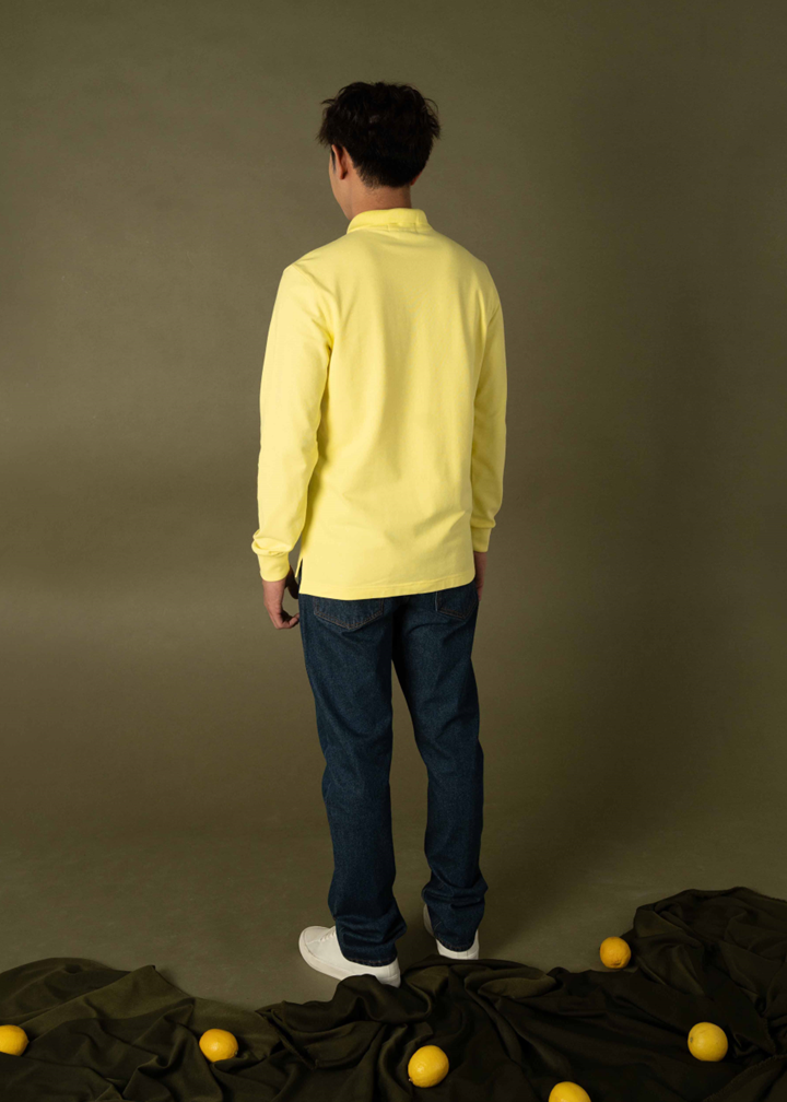 LEMON DROP YELLOW CUSTOM FIT LONG SLEEVE POLO SHIRT