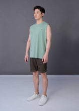 Load image into Gallery viewer, SAGE LEAF GREEN CUSTOM FIT CREW NECK SLEEVELESS T-SHIRT
