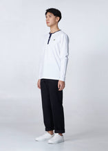 Load image into Gallery viewer, WHITE COSTOM FIT LONG SLEEVE T-SHIRT WITH MANDARIN COLLAR
