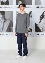 Load image into Gallery viewer, BASALT GRAY CUSTOM FIT CREW NECK LONG SLEEVE T-SHIRT WITH GRAPHIC PRINT
