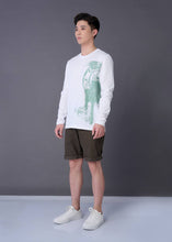Load image into Gallery viewer, WHITE CUSTOM FIT CREW NECK LONG SLEEVE T-SHIRT WITH GRAPHIC PRINT
