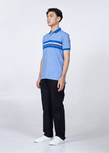 Load image into Gallery viewer, PERFORMANCE BLUE SLIM FIT STRIPE POLO SHIRT
