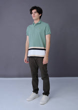 Load image into Gallery viewer, SAGE LEAF GREEN SLIM FIT STRIPE POLO SHIRT
