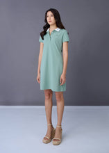 Load image into Gallery viewer, SAGE LEAF GREEN POLO DRESS WITH COLOUR BLOCK
