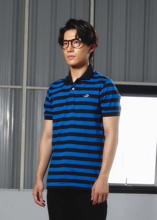 BLUE IOLITE STRIPE SLIM FIT POLO SHIRT