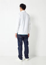 Load image into Gallery viewer, WHITE  CUSTOM FIT LONG SLEEVE POLO SHIRT WITH EMBROIDERED COLLAR
