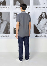 Load image into Gallery viewer, BASALT GRAY CUSTOM FIT WITH STRIPE COLLAR POLO SHIRT
