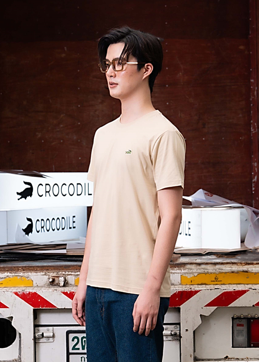 PALE KHAKI CUSTOM FIT CREW NECK SHORT SLEEVE T-SHIRT